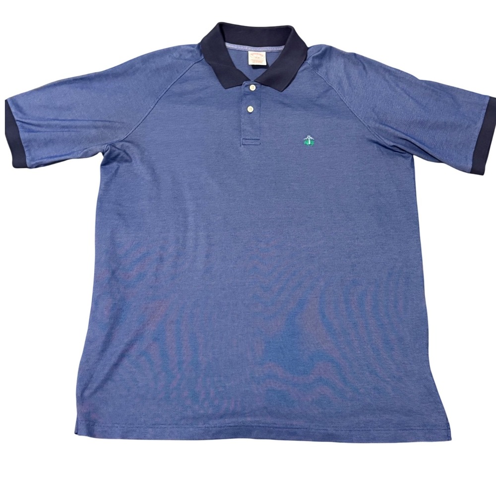 Brooks Brothers Performance Polo Shirt Mens L Blue Golf Tree‎ Logo